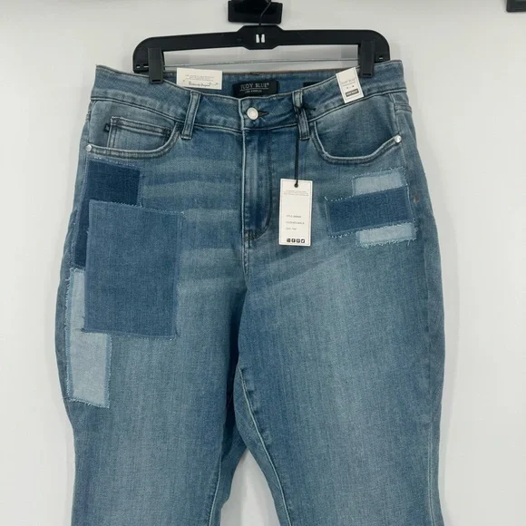 Judy Blue Women’s 16W Boyfriend Fit Jeans Patchwork‎ High Rise JB88499 NWT - Picture 2 of 13